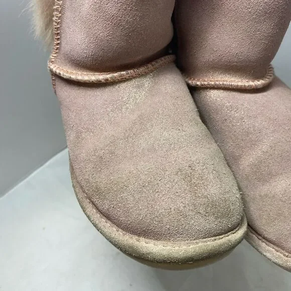 BEARPAW Elle Exotic Pink faux fur Youth Boots - Size 12 - GUC - Picture 6 of 10